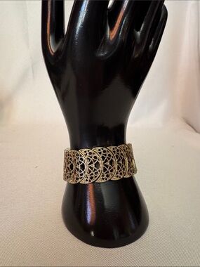 Gold Filigree Wide Cuff Bracelet
